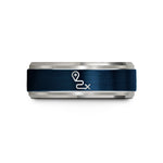 personalized mom presents – blue & grey tungsten route pin wedding band