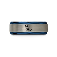 ideas for mom present – blue & gray tungsten route pin wedding band