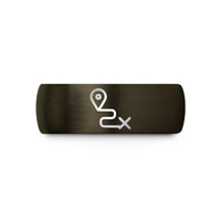 personalized mom presents – gunmetal & blue tungsten route pin wedding band