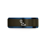 personalized mom presents – gunmetal & blue tungsten route pin wedding band