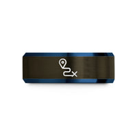 personalized mom presents – gunmetal & blue tungsten route pin wedding band