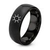 Sun Glyph – Tungsten Wedding Band, 8 mm, Black Comfort-Fit Unisex