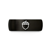 personalized presents for mom – black & gold tungsten acorn wedding band