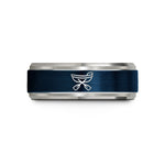 personalized present ideas women – blue & grey tungsten drift boat oars wedding band