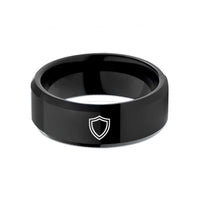 best present for wife – black tungsten shield wedding band