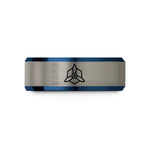 special present ideas men – blue & gray tungsten drone propeller wedding band