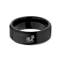 men's birthday ring – black tungsten great wall wedding band