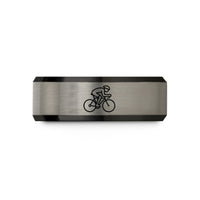 unique presents for husband – black & silver tungsten time trial rider wedding band