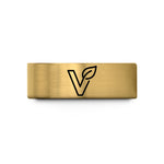 personalized band for him – gold tungsten vegan v leaf wedding band