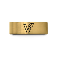 personalized band for him – gold tungsten vegan v leaf wedding band