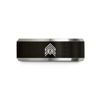 meaningful presents for mama – black & silver tungsten chevron pattern wedding band