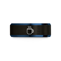 special presents for women – black & blue tungsten hot cocoa mug wedding band