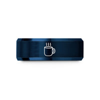 personalized presents for women – black & blue tungsten hot cocoa mug wedding band