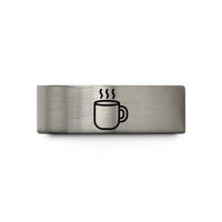 special presents for women – blue & silver tungsten hot cocoa mug wedding band