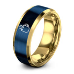 unique presents for mom – gold & blue tungsten hot cocoa mug ring