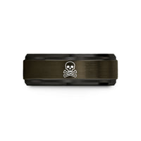 personalized presents for her – gunmetal & black tungsten poison skull symbol wedding band