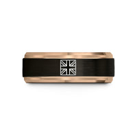 personalized jewelry for mom – black & rose gold tungsten united kingdom flag wedding band