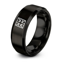 personalized jewelry for mom – black tungsten united kingdom flag ring