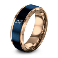 Gift for Son from Dad – blue & rose gold tungsten constellation heart ring