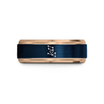 unique present for boy – blue & rose gold tungsten constellation heart wedding band