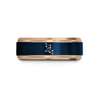 unique present for boy – blue & rose gold tungsten constellation heart wedding band