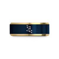 personalized present for him – gold & blue tungsten constellation heart wedding band