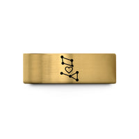 engraved ring for him – gold tungsten constellation heart wedding band