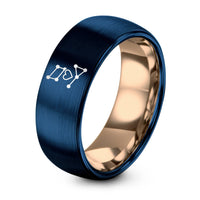 Gift for Son from Dad – rose gold & blue tungsten constellation heart ring