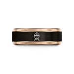 men's present rings – black & rose gold tungsten kamado grill wedding band
