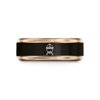 men's present rings – black & rose gold tungsten kamado grill wedding band