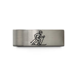 meaningful dad son present – silver tungsten telemark skier wedding band