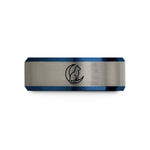 anniversary ring for her – black & blue & gray tungsten cat moon wedding band