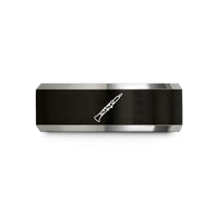 best anniversary present ideas – black & grey tungsten english horn wedding band