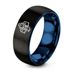Gift for Wife Anniversary – black & blue tungsten repeating ghosts ring