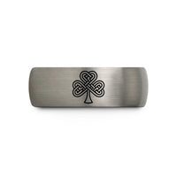 engraved ring for couples – silver tungsten shamrock knot wedding band