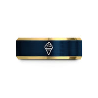 personalized anniversary present – gold & blue tungsten sprinkles wedding band