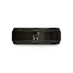 birthday present for spouse – black & rose gold tungsten llama wedding band