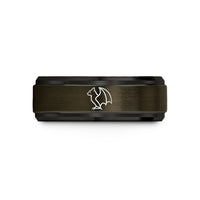 unique wife birthday present – gunmetal & black tungsten perched bat wedding band