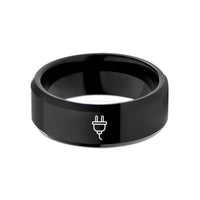 romantic presents for her – black tungsten cable plug end wedding band