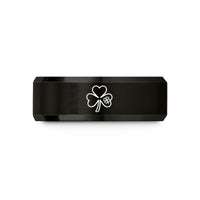 romantic presents for couples – black & gold tungsten shamrock ireland wedding band