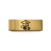 custom engraved rings women – gold tungsten cap diploma wedding band
