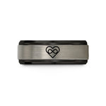 women's birthday jewelry – black & silver tungsten geometric heart infinity wedding band