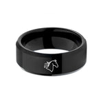best presents for wife – black tungsten horse tail flick wedding band