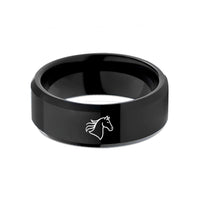 best presents for wife – black tungsten horse tail flick wedding band
