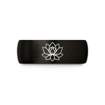 personalized birthday jewelry – black & gold tungsten lotus flower wedding band