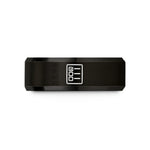 engraved rings for couples – black tungsten checklist wedding band