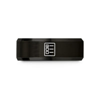 engraved rings for couples – black tungsten checklist wedding band