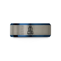 present ideas for partner – blue & gray tungsten magnetic stirrer wedding band
