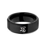 laser engraved wedding band – black tungsten salamander tail wedding band