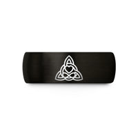 engraved tungsten ring set – black tungsten trinity heart wedding band